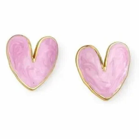 Jewelry - Pink Enamel Heart Earrings (7000)